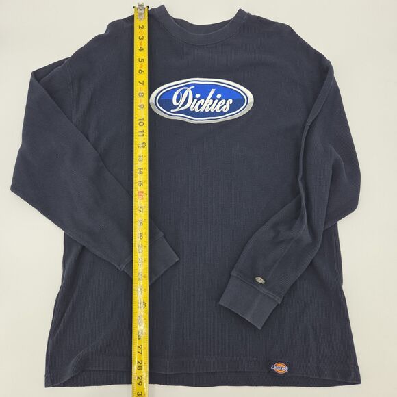 Vintage Dickies Thermal Shirt Mens Size Large Blue Waffle Knit Logo 90s 1990 - Picture 6 of 7